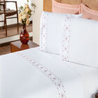 Jogo De Cama King 200 Fios Damasco Branco E Salmão Enxovais A