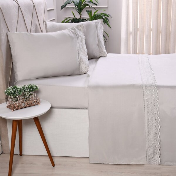 Jogo De Cama King 4 Pçs Bordado Inglês