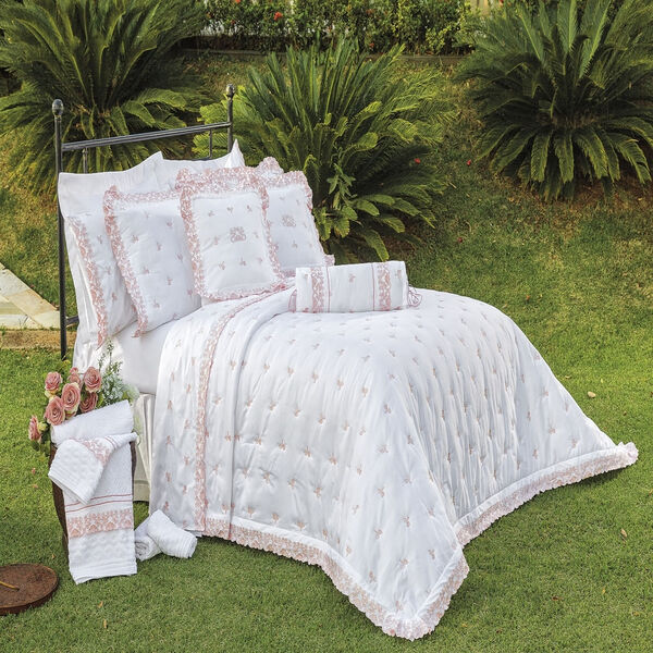 Jogo De Cama King Bordado 600 Fios Rivieri Branco Vilela Enxo