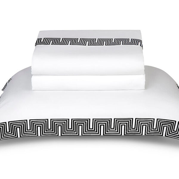 Jogo De Cama King Bordado The Skyline Preto E Branco 300 Fios