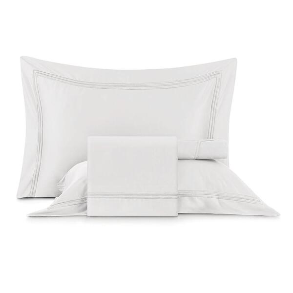 Jogo De Cama King Bordados Em Cetim 300 Fios Essenza Branco
