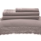 Jogo De Cama King Com Renda Melody 180 Fios Buettner - Bege