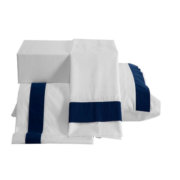 Jogo De Cama King Marrocos Azul Marinho Casaborda 4 Peças