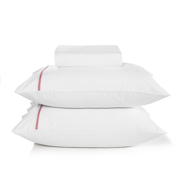 Jogo de Cama Casal King Size Liam Algodão Branco e Rosa 193x203cm Karsten