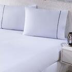 Jogo De Cama Lençol 150 Fios Queen 3 Peças Branco E Cinza