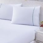 Jogo De Cama Lençol 150 Fios Queen 3 Peças Branco E Verde