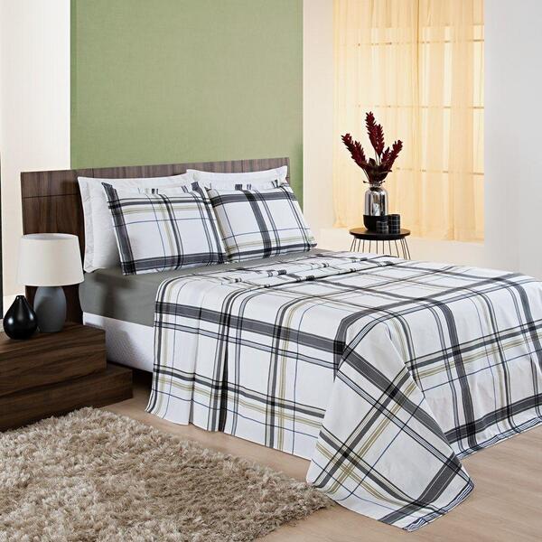 Jogo De Cama Lençol 180 Fios King Primor 04 Peças Positano