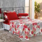 Jogo De Cama Lençol 4 Peças Casal Floral Vermelho