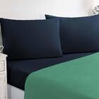 Jogo De Cama Lençol 4 Peças Casal Verde Jade/azul Marinho