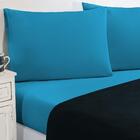 Jogo De Cama Lençol 4 Peças King Azul Marinho Azul Turqueza