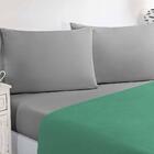 Jogo De Cama Lençol 4 Peças Queen Verde Jade Cinza