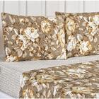 Jogo De Cama Lençol Bouti Casal Padrão 04 Peças Floral Caqui