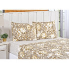 Jogo De Cama Lençol Bouti Queen 04 Peças Floral Caqui