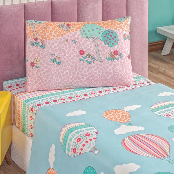 Jogo De Cama Lençol Carrosel Solteiro 03 Peças Infantil Estam
