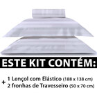 Jogo De Cama Lençol Casal 3 Peças 100 Algodão 300 Fios 138x18