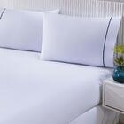 Jogo De Cama Lençol Casal 3 Peças Branco E Azul