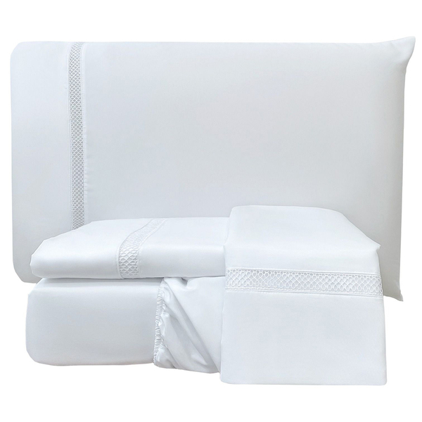 Jogo De Cama Lençol Casal Apolo Micropercal 300 Fios - Branco