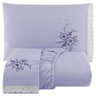 Jogo De Cama Lençol Casal Bordado Advance 3 Peças - Lilás - 1