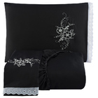 Jogo De Cama Lençol Casal Bordado Advance 3 Peças - Preto - 1