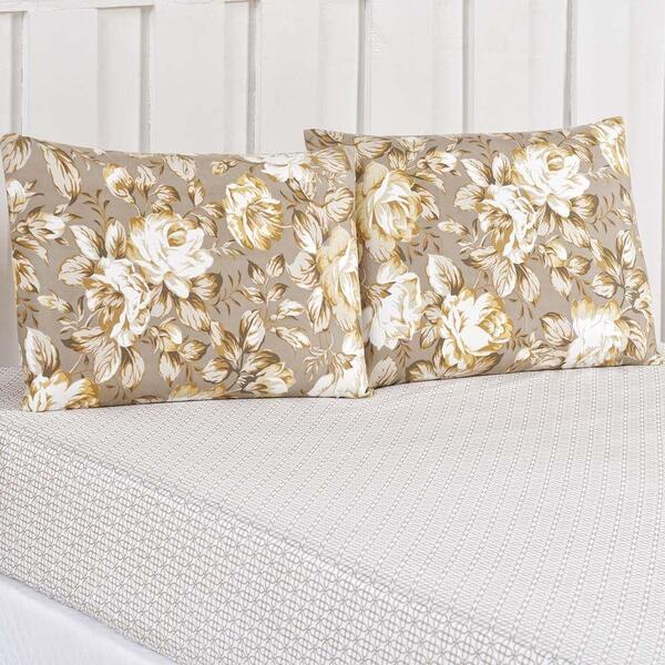 Jogo De Cama Lençol Dallas Queen Microfibra 3 Peças - Cáqui F