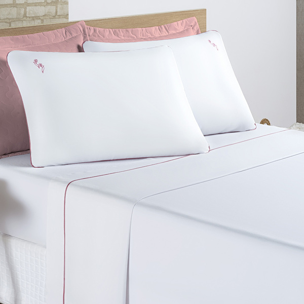 Jogo De Cama Lençol Joana Casal Queen Tecido Algodão 200 Fios