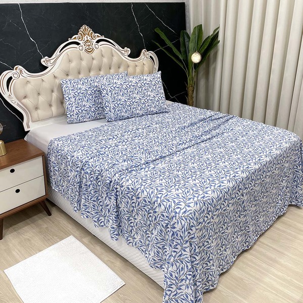 Jogo De Cama Lençol King Colonial Percal 300 Fios 4 Peças - A