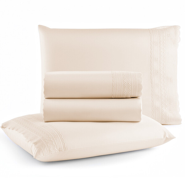 Jogo De Cama Lençol King Micro Percal 300 Fios Com 4 Peças Pr