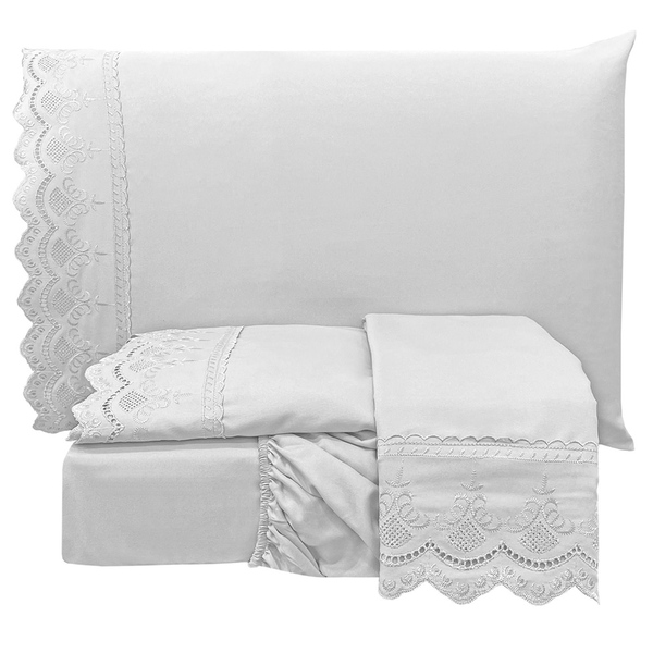 Jogo De Cama Lençol King Supremo Micropercal 300 Fios - Branc