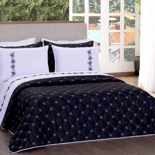 Jogo De Cama Lençol Luan 04 Peças Queen - Preto [f101]