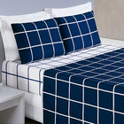 Jogo De Cama Lençol Minimalista Quadriculado Casal Queen 04 P