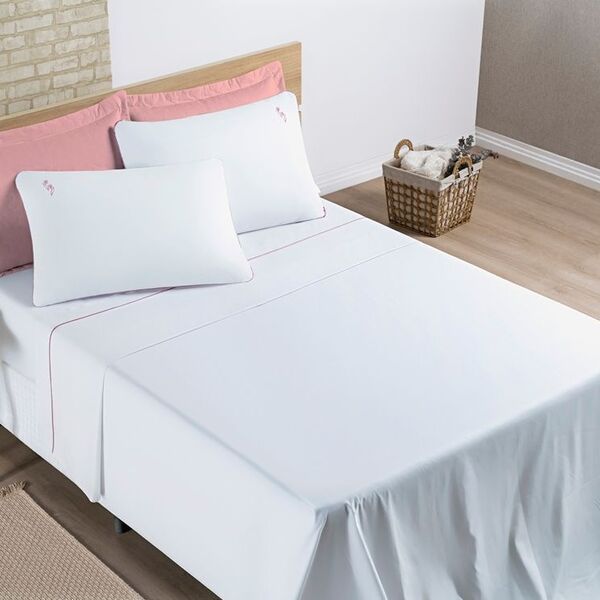 Jogo De Cama Lençol Percal 200 Fios 100% Algodão Bordado Lian