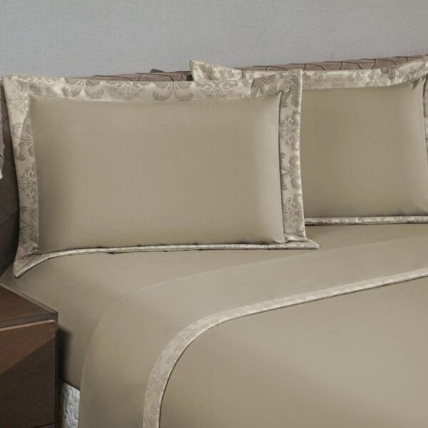 Jogo De Cama Lençol Queen Akira 4 Peças Cáqui