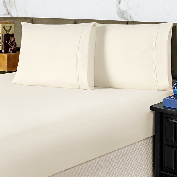 Jogo De Cama Lençol Queen Conforto Percal 300 Fios 3 Peças -