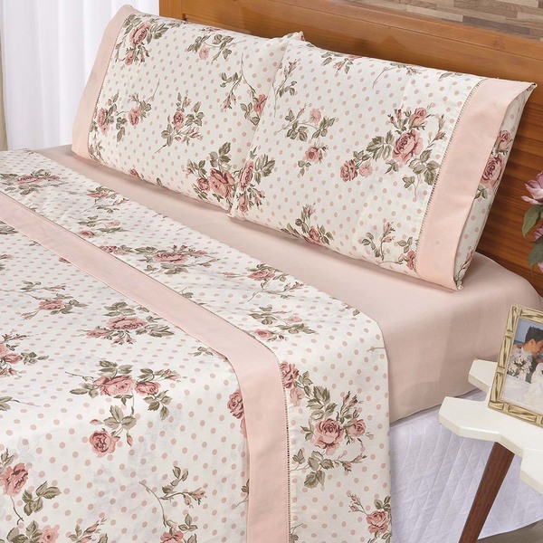 Jogo De Cama Lençol Requinte Casal King 04 Peças Percal 180 F