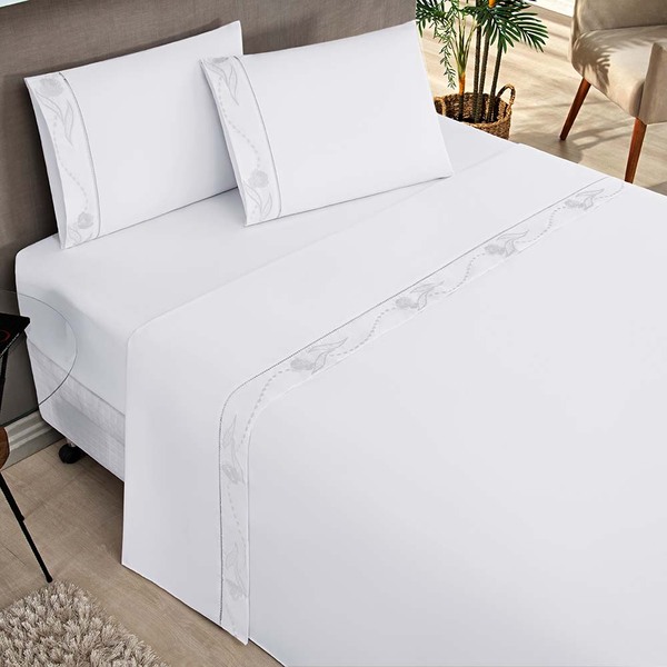 Jogo De Cama Lençol Rubi Solteiro Ponto Palito Percal 180 Fio