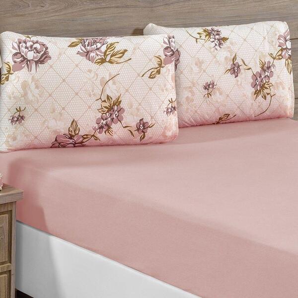 Jogo De Cama Lençol Siena Casal 3 Peças Rosê