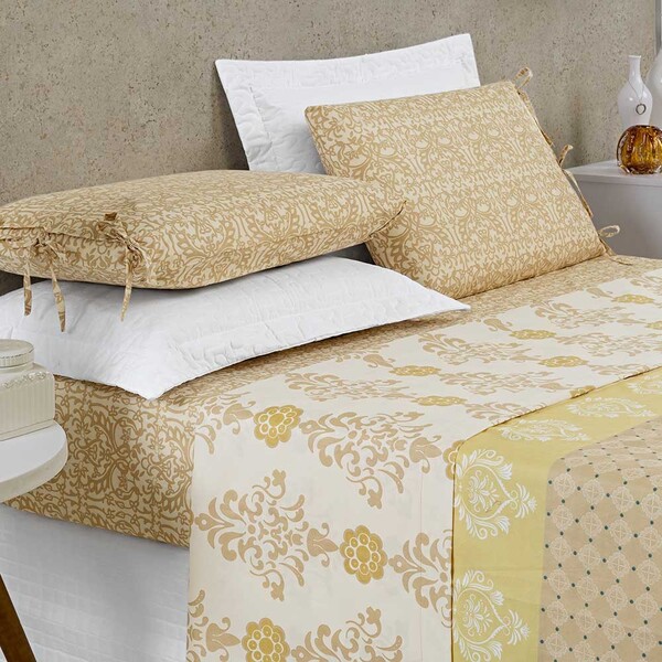 Jogo De Cama Lençol Sofia Casal Padrão Micropercal 200 Fios T