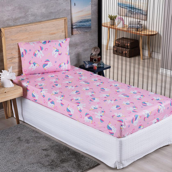 Jogo De Cama Lençol Solteiro Alegria 2 Peças Unicórnio Top -