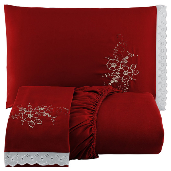 Jogo De Cama Lençol Solteiro Bordado Advance 2 Pçs Vermelho -