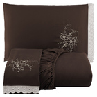 Jogo De Cama Lençol Solteiro Bordado Advance 2 Peças Tabaco -