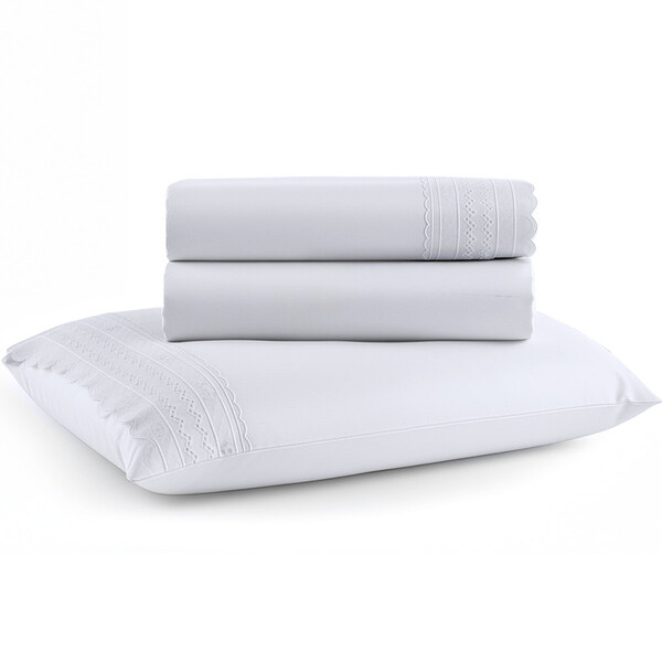 Jogo De Cama Lençol Solteiro Micro Percal 300 Fios Com 3 Peça