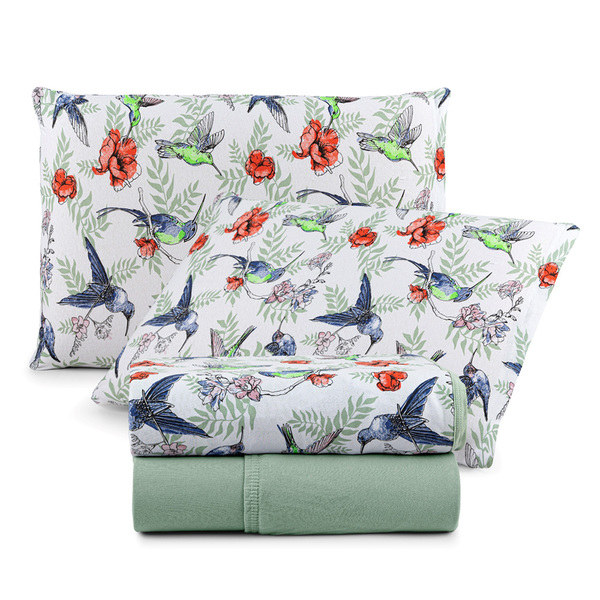 Jogo De Cama Lençol Sonho Bom Casal Em Malha 4 Peças - Verde