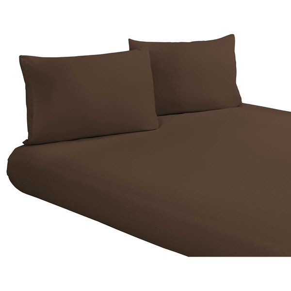 Jogo De Cama Liso Marrom 3 Peças Casal Padrão Lençol Com Elás