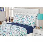Jogo De Cama Malha Casal Quality 04 Peças - Geométrico Azul