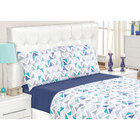 Jogo De Cama Malha King Quality 04 Peças - Geométrico Azul