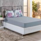 Jogo De Cama Malha Lençol 2 Peças Solteiro Floral Cinza