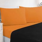 Jogo De Cama Malha Lençol 4 Peças Casal - Preto/laranja