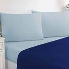 Jogo De Cama Malha Lençol 4 Peças Queen Azul Royal/azul Bebê