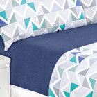 Jogo De Cama Malha Solteiro 03 Peças - Geométrico Azul