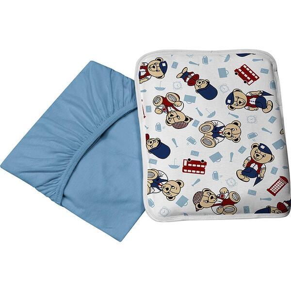 Jogo De Cama Malha Tecebem Baby 2 Peças Greg Azul